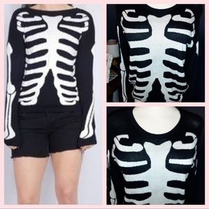 Skeleton Print Black and White Sweater